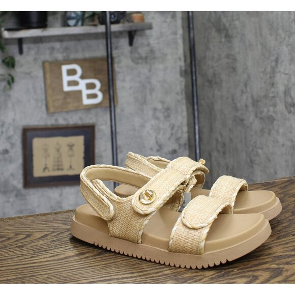 NWT A New Day Womens Tilly Raffia Platform Footbed Sandals 92611757 Tan Brown 8M - Picture 2 of 7